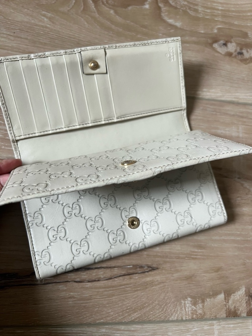 GUCCI Monogram GG Double Flap Snap leather Wallet with unbranded chain - Picture 6 of 16